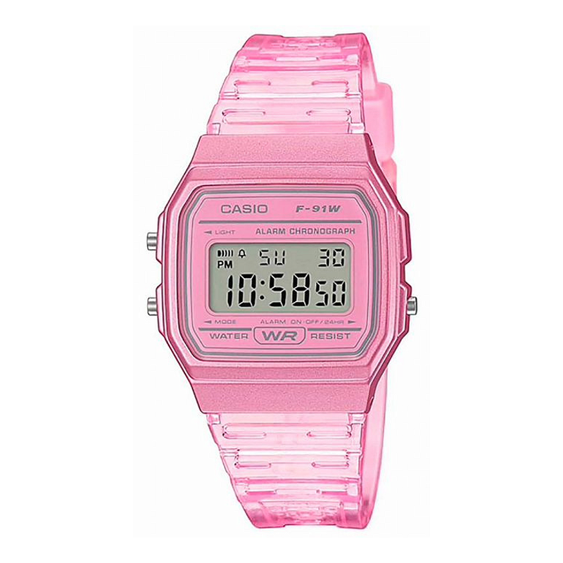 Relógio Casio Feminino Digital Rosa Translúcido F-91WS-4DF