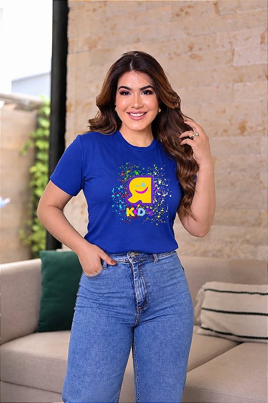 XXL BABYL Tシャツ OTFGK II Camiseta Baby Look Explosão de Cores Azul | R Kids - Radicais Kids