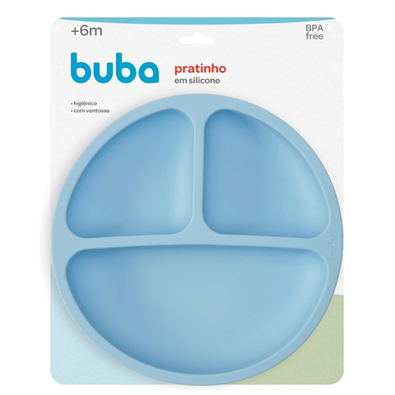 Pratinho de Silicone com Ventosa Azul - Buba - Baby Buys Brasil