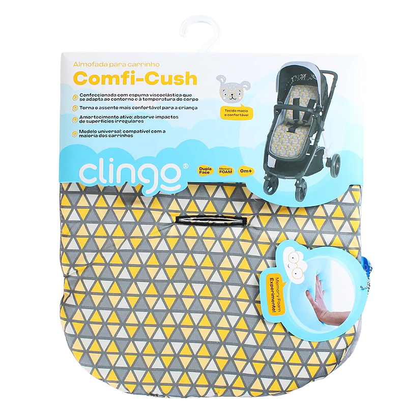 Almofada para Carrinho Comfi-Cush Triângulo Cinza - Clingo - Baby