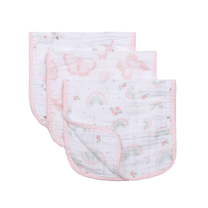 Paninho de Ombro Bebê Papi Soft Estampado 50x22 cm – Contém 3 Unidades, Arco de Flores, Rosa