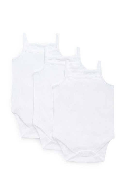 Kit de body branco regata para menina Primark - Baby Buys Brasil