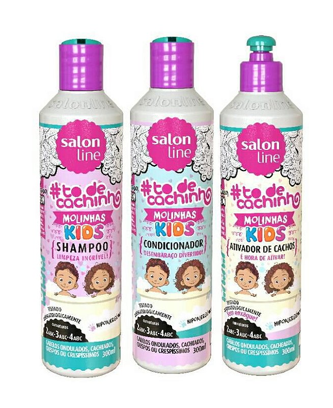 Kit Todecachinho Molinhas Kids Shampoo Condicionador Ativador De Cachos Salon Line Pac Cosmeticos
