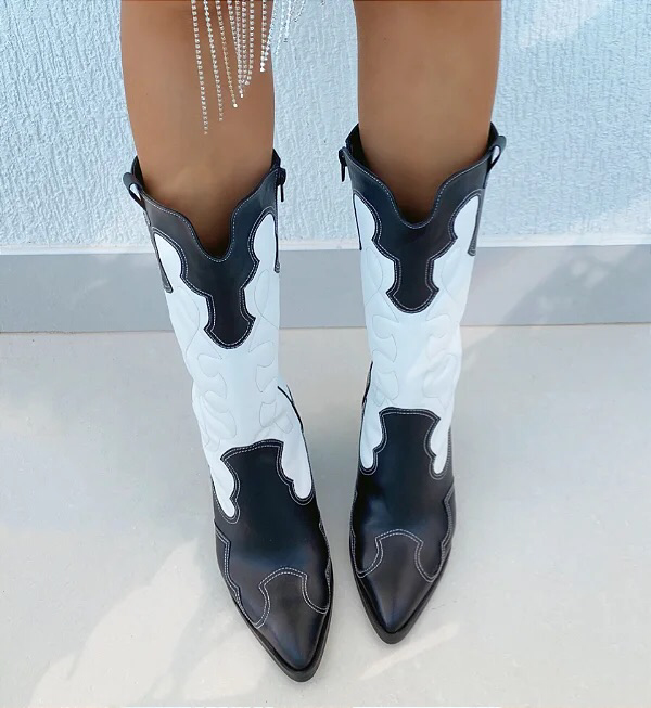 Bota Catarina Duo branca e preto