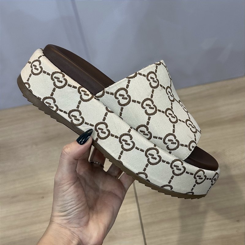 Zaya - Tamanco Flatform Feminina Marrom/Nude