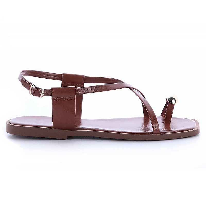 Athena - Sandália Rasteira Feminina Marrom