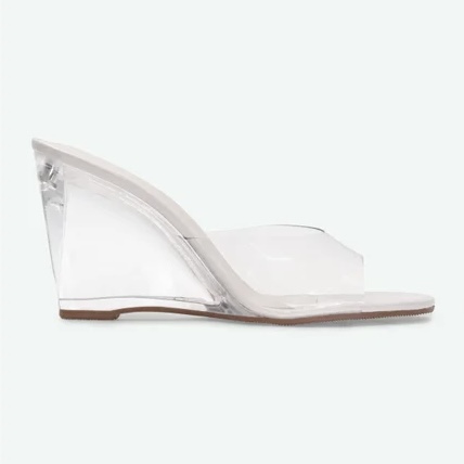 Crystal - Tamanco Salto Wedge Off White Transparente