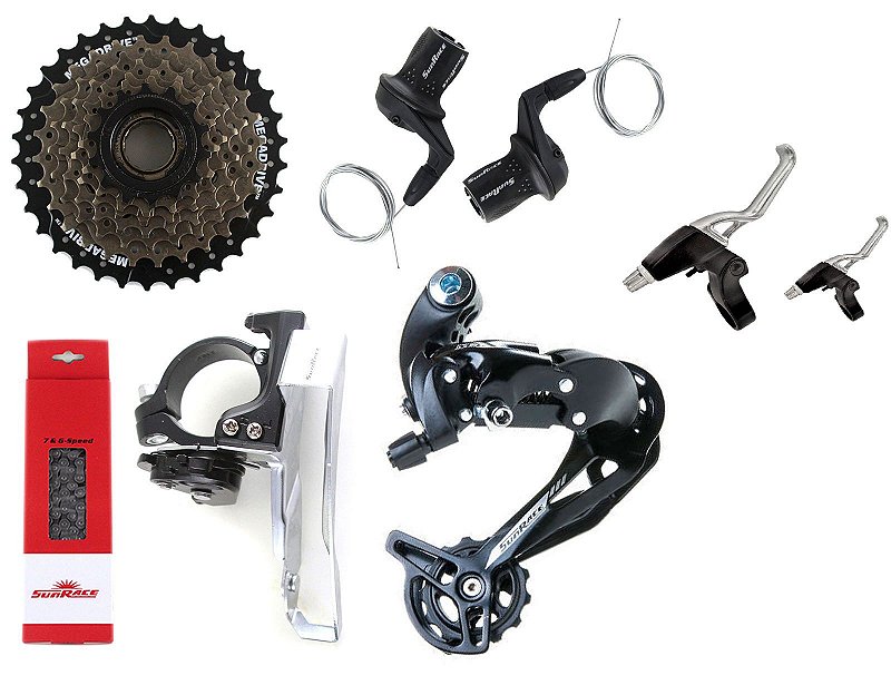 Kit Transmissão Cambios 21v SunRace Bike Mtb Dkm 3x7 M500 Godoy