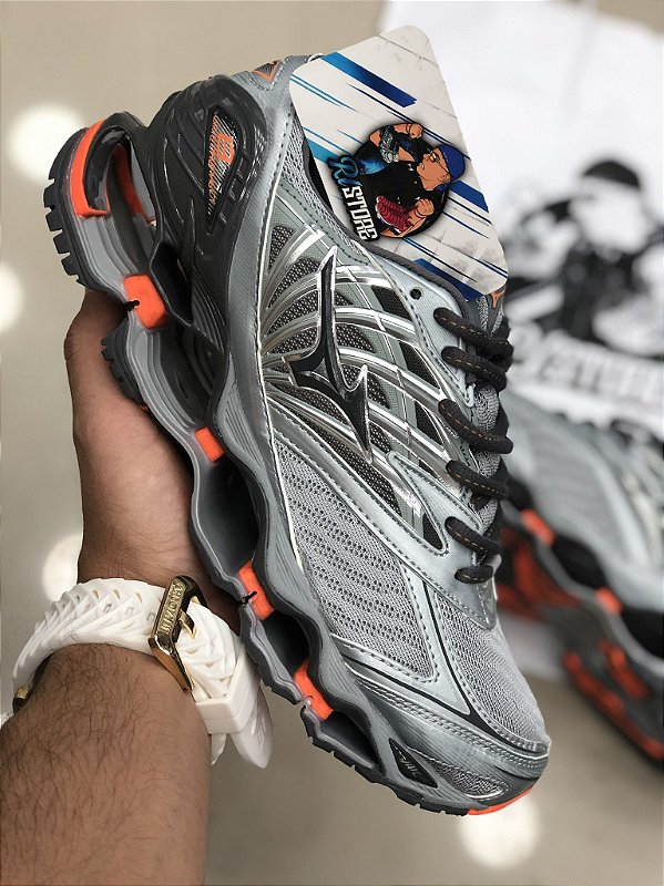 Mizuno Wave Prophecy 8 Cinza E Laranja RL STORE SITE OFICIAL 