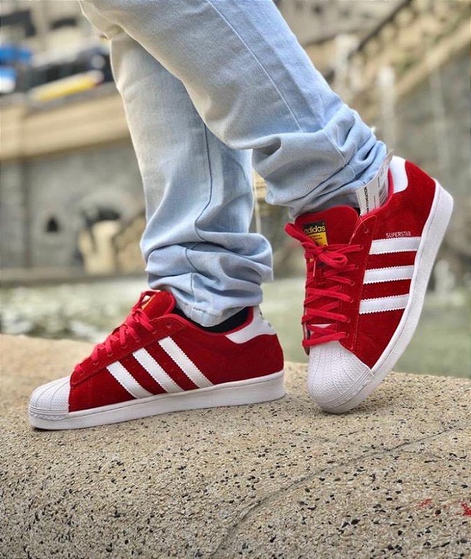 adidas superstar vermelho veludo