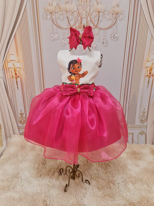 Vestido Moana Baby Aniversario Infantil Festa Super Luxo em