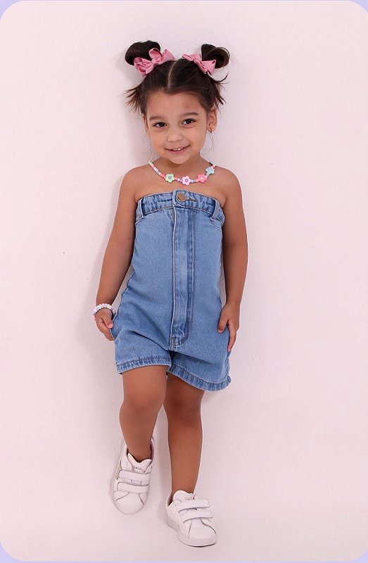 Macaquinho Jeans Infantil GD Baby Kids Artigos e roupas infantis