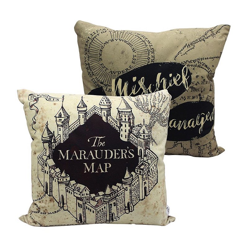 ALMOFADA FIBRA VELUDO 40 X 40 CM - MAPA DO MAROTO - HARRY POTTER