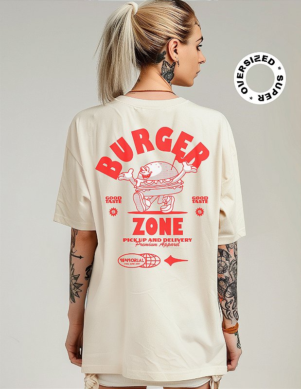 Camiseta Oversized Super Burguer Zone - Sensorial, camisetas