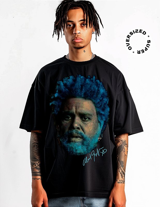 Camiseta Oversized Super The Weeknd XO Blue Portrait - Sensorial