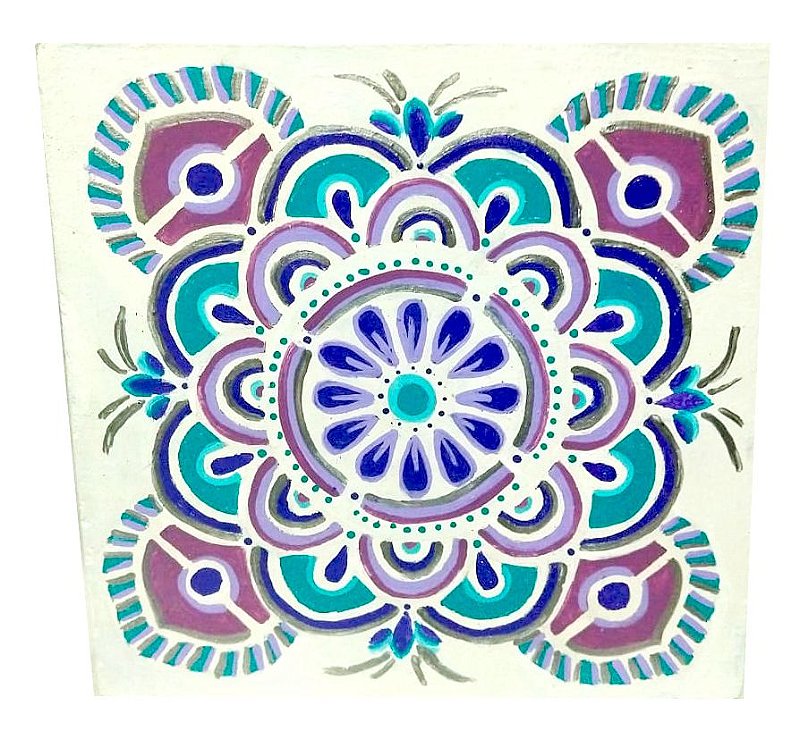 MANDALA FLORAL VERDE E LILÁS