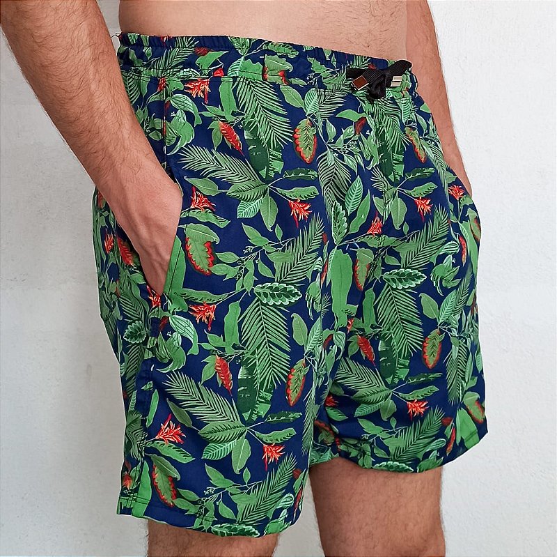 Shorts Elastico Sublimado Adulto Verde Plantas
