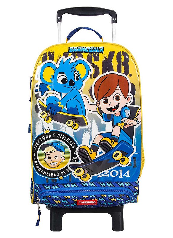 Mochila de Rodas Escolar Brancoala Games com parte térmica - Azul