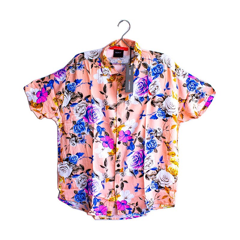 camisa de botão florida branca