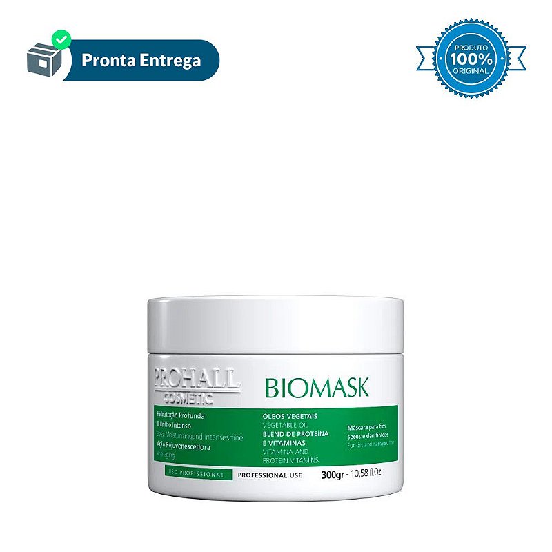 Máscara de Hidratação Profissional Biomask Autêntico Prohall - 300gr ...