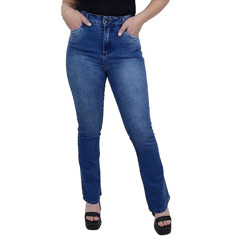 Calça Jeans Feminina Recuzza Reta Azul - 10622 - Estrela Mix - Uma