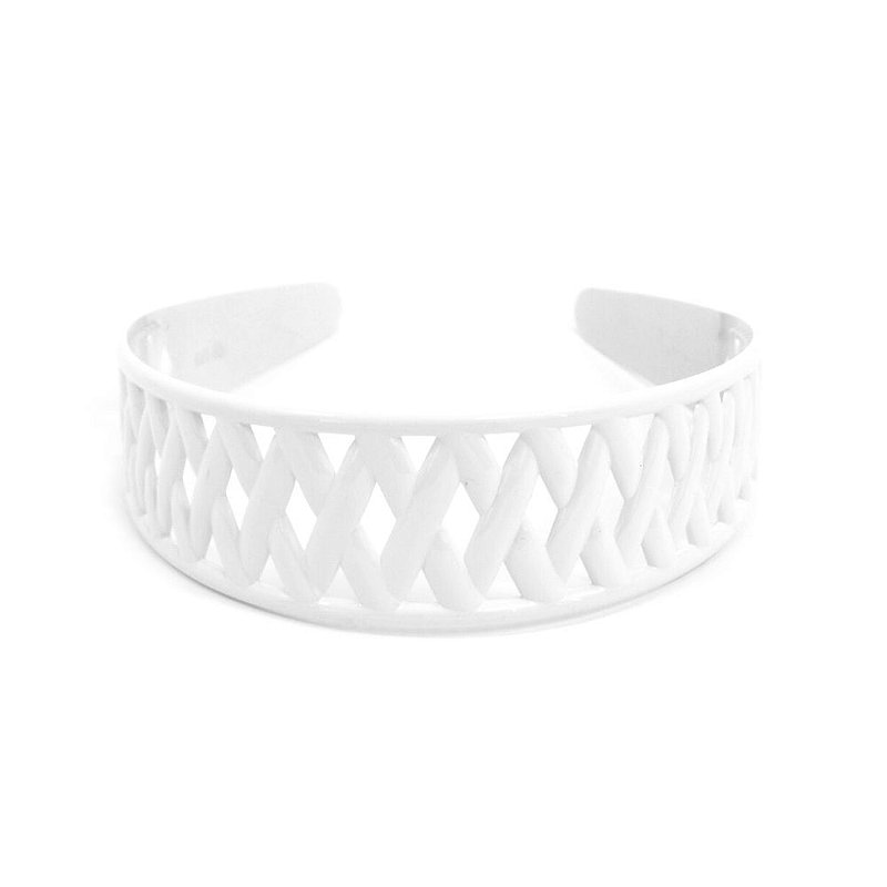 Tiara Branca com Desenhos em X Bijoulux Acessórios Bijoulux