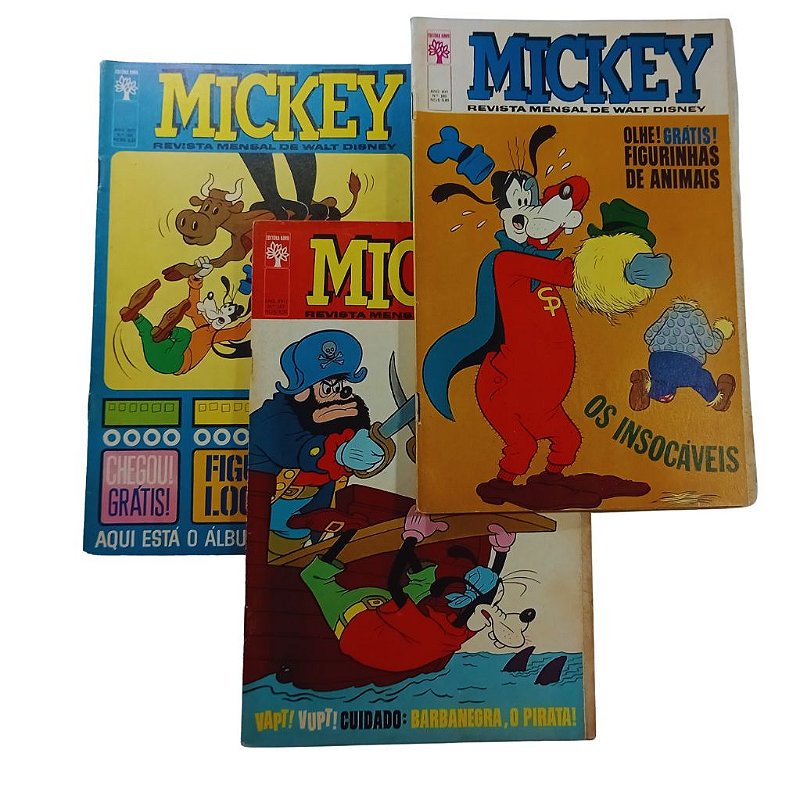 MICKEY nºs 180, 183 E 184 - ANO 1967 - ED ABRIL - Gibis raros e