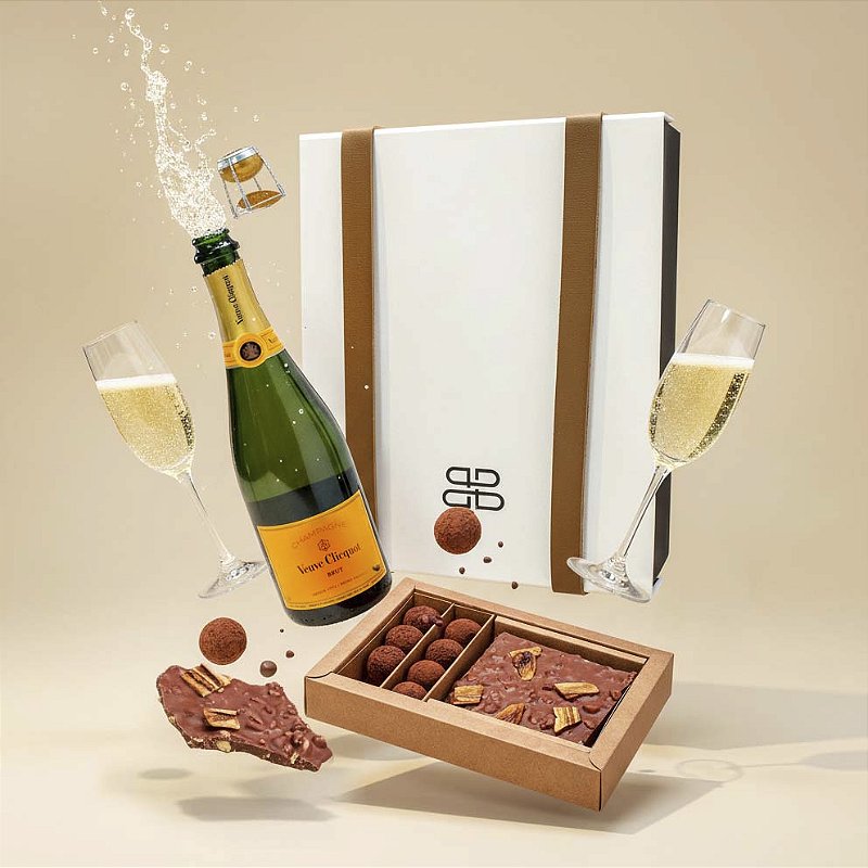 Kit Veuve Clicquot com Chocolates brasilidade Dengo - Becca Gifts