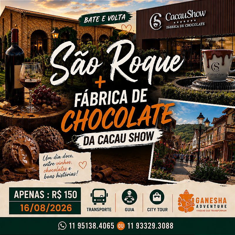 ZZZH5 - Day Use 16/Ago - São Roque + Cacau Show - SP