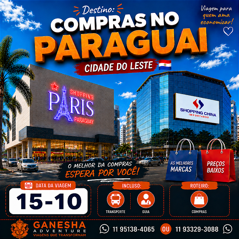 ZZZJ5 - Day Use 15/Out - Compras no Paraguai