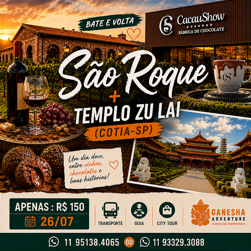 ZZZG8 - Day Use 26/Jul - São Roque + Templo Zulai - SP