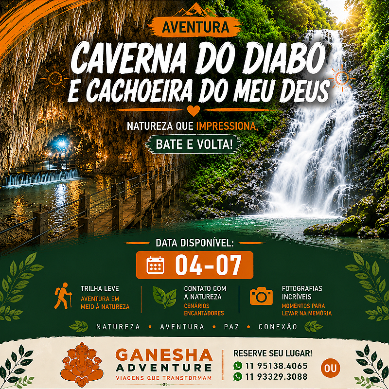 ZZZG1 - Day Use 04/Jul - Caverna do Diabo + Cachoeira do Meu Deus - SP