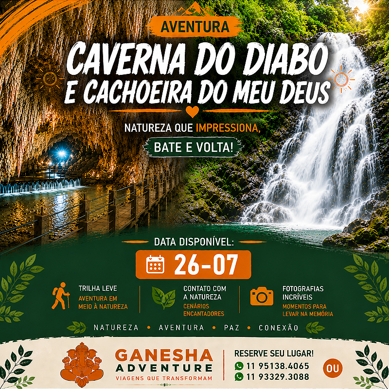 ZZZG8 - Day Use 26/Jul - Caverna do Diabo + Cachoeira do Meu Deus - SP