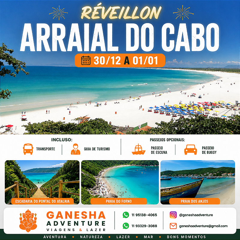 ZZZReveillon 30/Dez a 01/Jan - Arraial do Cabo - RJ