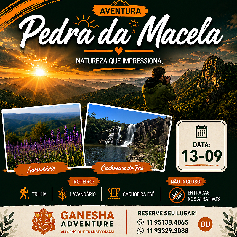 ZZZI5 - Day Use 13/Set - Pedra da Macela + Cachoeira do Faé + Lavandário - Cunha-SP