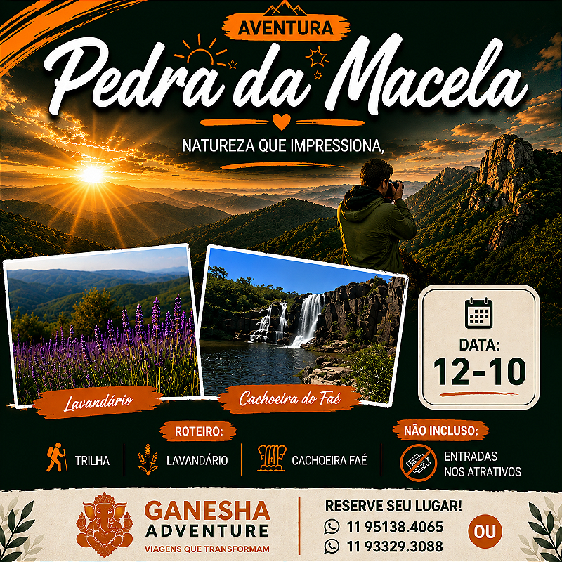 ZZZJ4 - Day Use 12/Out - Pedra da Macela + Cachoeira do Faé + Lavandário - Cunha-SP