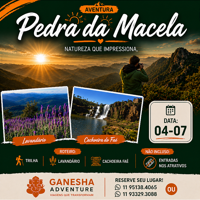 ZZZG1 - Day Use 04/Jul - Pedra da Macela + Cachoeira do Faé + Lavandário - Cunha-SP