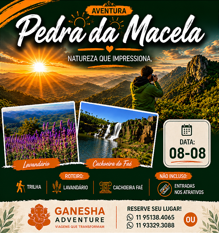 ZZZH2 - Day Use 08/Ago - Pedra da Macela + Cachoeira do Faé + Lavandário - Cunha-SP