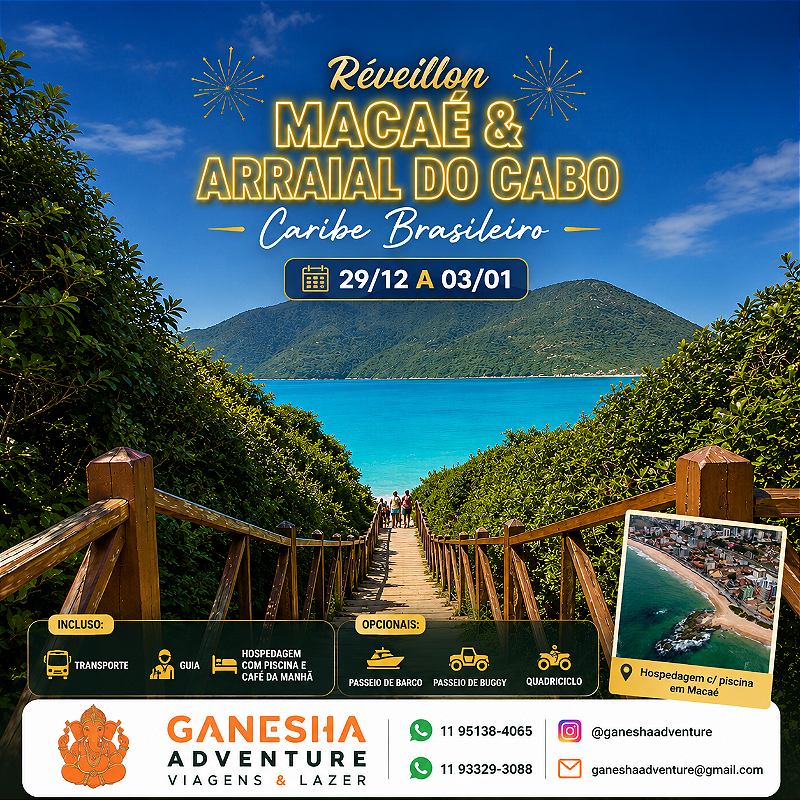 ZZZReveillon 29/Dez a 03/Jan - Macaé + Arraial do Cabo - RJ