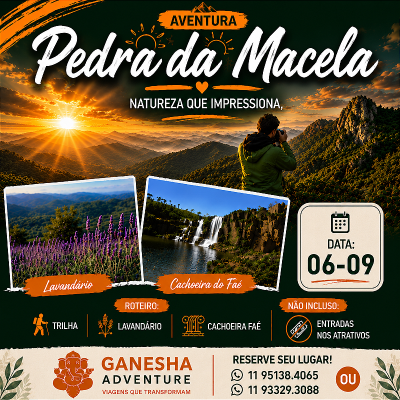 ZZZI2 - Day Use 06/Set - Pedra da Macela + Cachoeira do Faé + Lavandário - Cunha-SP