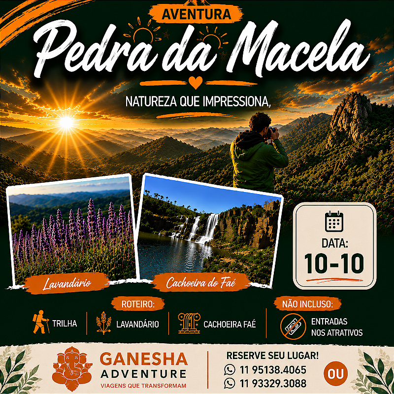 ZZZJ3 - Day Use 10/Out - Pedra da Macela + Cachoeira do Faé + Lavandário - Cunha-SP