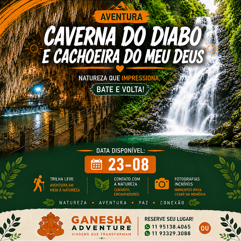 ZZZH6 - Day Use 23/Ago - Caverna do Diabo + Cachoeira do Meu Deus - SP