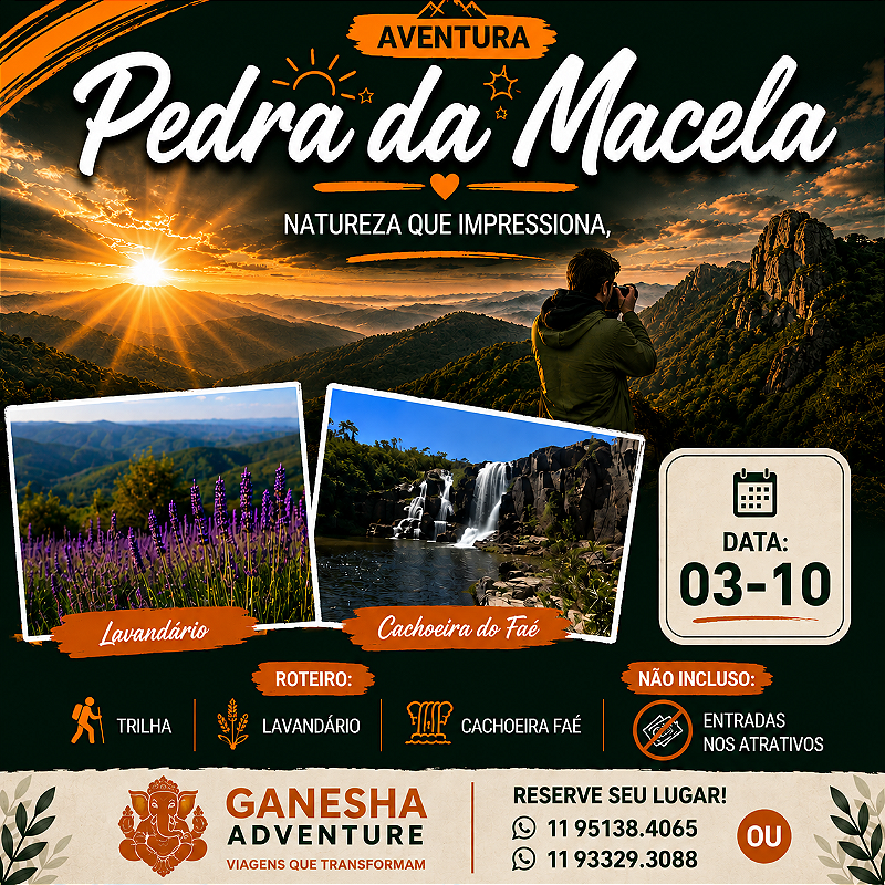 ZZZJ1 - Day Use 03/Out - Pedra da Macela + Cachoeira do Faé + Lavandário - Cunha-SP