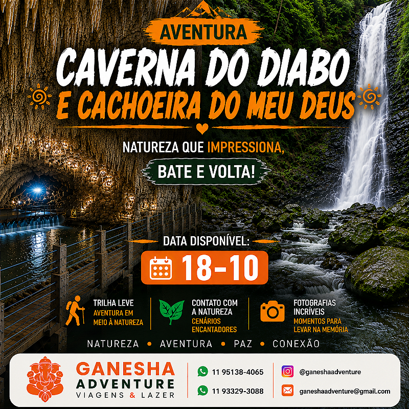 ZZZJ5 - Day Use 18/Out - Caverna do Diabo + Cachoeira do Meu Deus - SP
