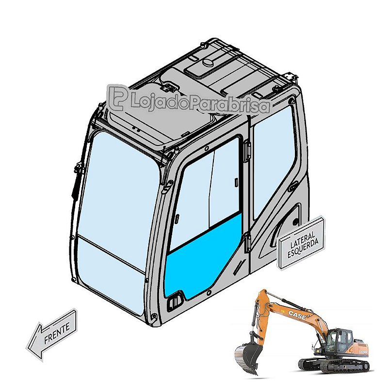 Vidro Inferior da Porta Escavadeira Case CX220C / E215 Evo - LOJA