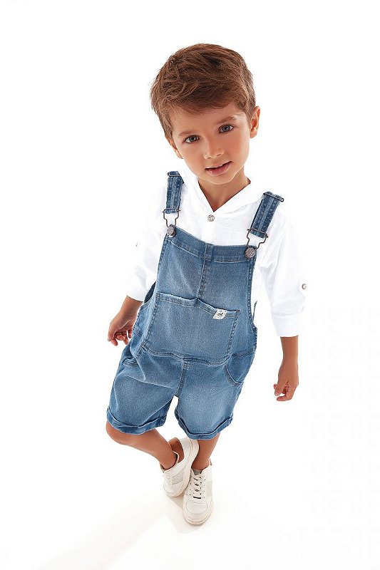 Jardineira infantil menino em Jeans Elio