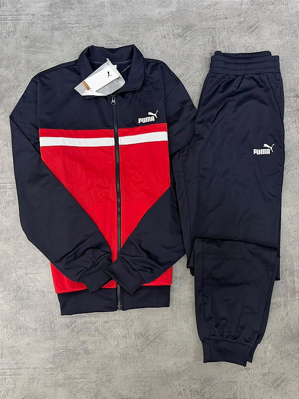 CONJUNTO PUMA POLY COLORBLOCK VERMELHO+AZUL MARINHO 694348-16