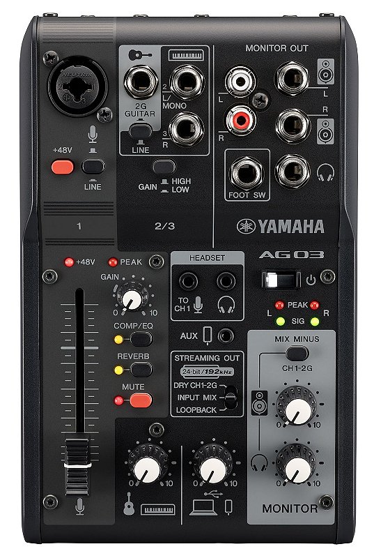 Yamaha AG03MK2 PRETA Mesa de Som interface USB 3 canais - Atelie