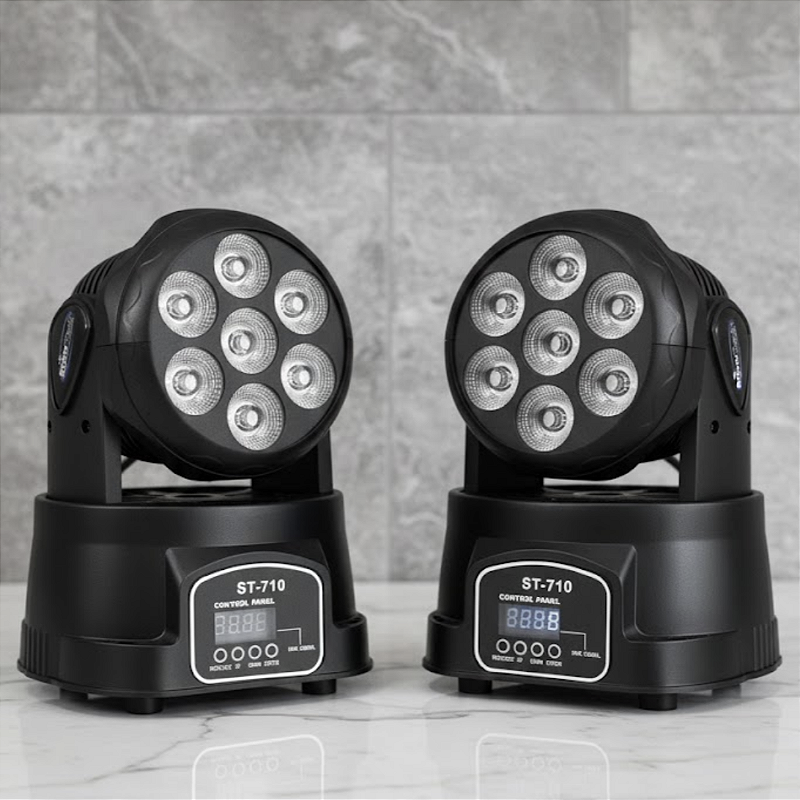 Kit 2 Moving Head Wash ST-710 7 Leds 12w Rgbw Dmx | Virtual Music