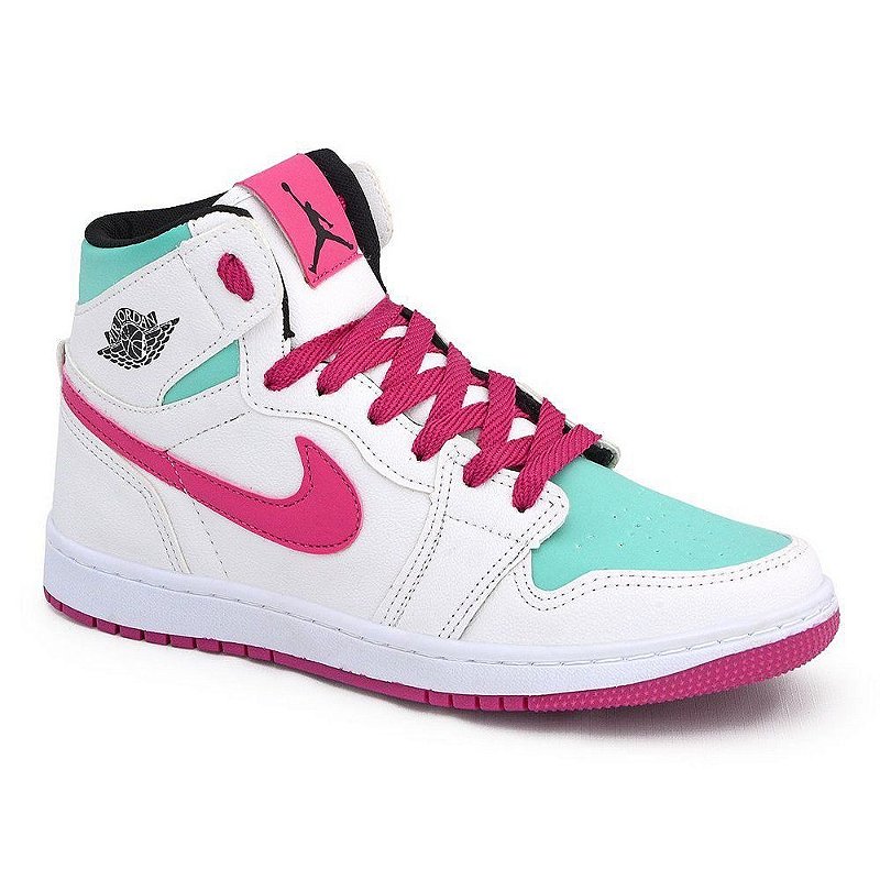 Tênis Nike Air Jordan Branco com Rosa Pink e Azul - Thamar Shoes